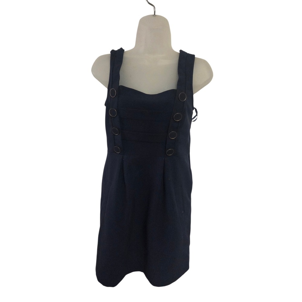 Moulinette Soeurs Navy Blue Button Pinafore Mini‎ Dress Womens Size 6 Nautical